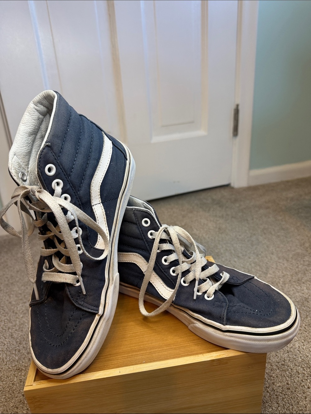 Vans Navy and White High-Top Skate Sneakers